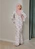SIPO Eid Islamic Muslim Wear Baju Raya Custom Printed Glitter Chiffon Baju Kurung Modern Small Puff with Ruffled Bell-sleeves Baju Kurung Wholesale Malaysia