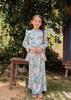 SIPO Eid New Design Malaysia Baju Kurung Musulman Kid Elegant Satin Scallop Puff Sleeve Dress with Border Lace Detailing