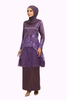 Kurung Pahang Beading Navy Blue Lace Embroidery 