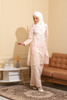 Kurung Pahang Champagne Lace Flower Embroidery Design