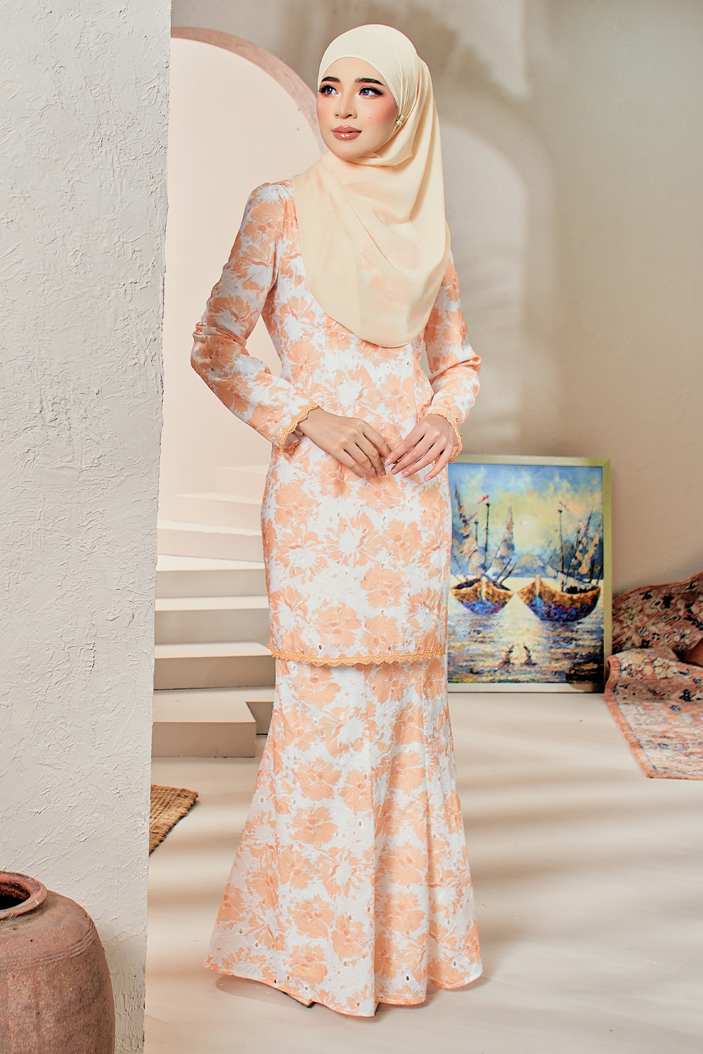 SIPO New Design Premium Chiffon Full Lining Fish-Tail Kurung Moden with Backside Zip Shirt And Stretchable Waist Skirt in Premium Satin