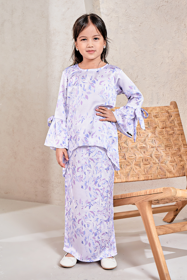 SIPO New Design Malaysia Luxe Kids Baju Kurung Premium Royal Silk with Full 3D French Lace Muslim Women Dresses