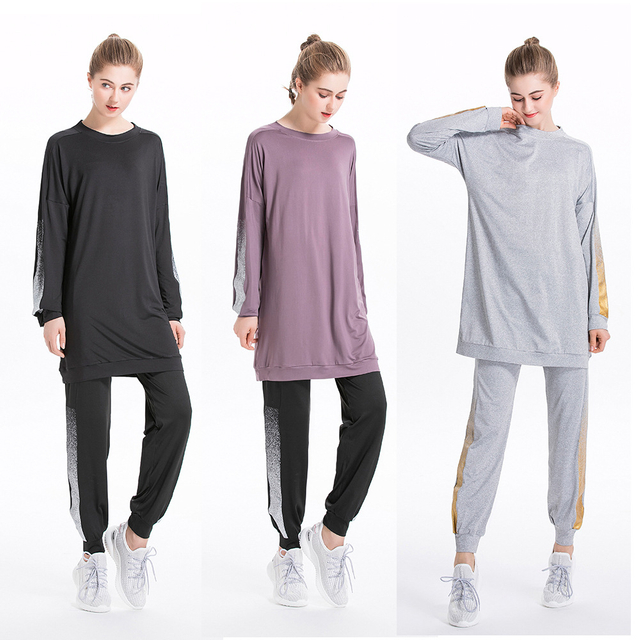 SIPO Free Shipping Turkish Muslim Islamic Clothing Hijab Sports Suit Women Ladies Sportswear For Daily Wear