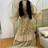 Middle East Sequins Flare Sleeve Fashion Modest Muslim Open Abaya Kimono
