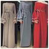Arabic New Design Middle East Plain Color Belt Women Abaya Muslim Dresses Islamic Clothing