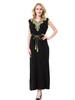 Turkish V-Neck Applique Breathable Solid Sleeveless Muslim Islamic Women Abaya Dress Clothing