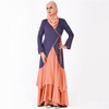 Cotton Long Sleeve Maxi Muslim Clothing Dress Abaya with Pearl Chiffon Fabric