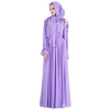 Purple Elastic Waist Abaya Design Hijab Dresses Islamic Clothing For Party