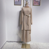 Popular New Design Islamic Clothing Ethnic Wear Long Sleeves Simple Muslim Dresses Set