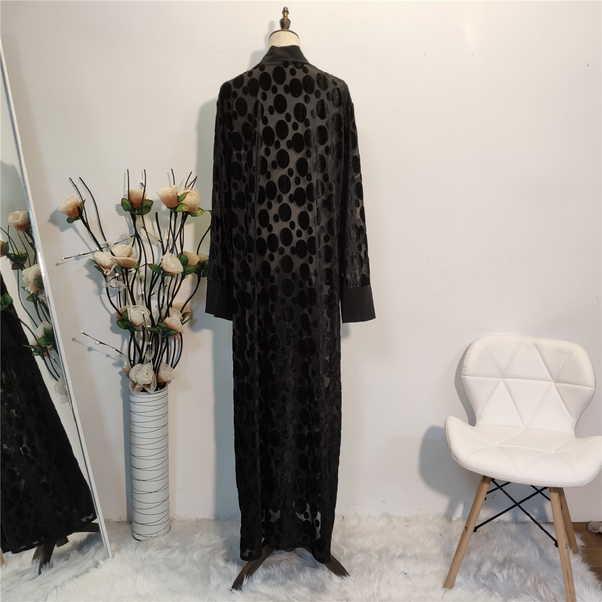 Middle East Muslim Modest Islamic Dubai Arab Cardigan Open Abaya Kimono (6)
