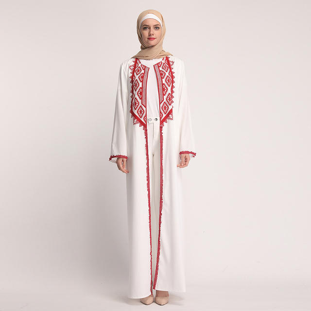 Abaya Muslim Dresses Dubai Kimono Kaftan Islamic Clothing White Open Abaya
