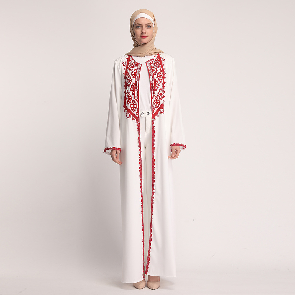  Abaya Muslim Dresses Dubai Kimono Kaftan Islamic Clothing White Open Abaya