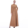 Drawstring Suede Muslim Islamic Abaya Modest Dress Maxi Dress