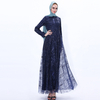 Sequin Busana Muslim Gaun Pesta Wanita Muslim Abaya Dengan Zipper Tak Terlihat