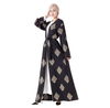 Embroidery Flower Muslim Islamic Clothing Kimono Cardigan Front Open Abaya