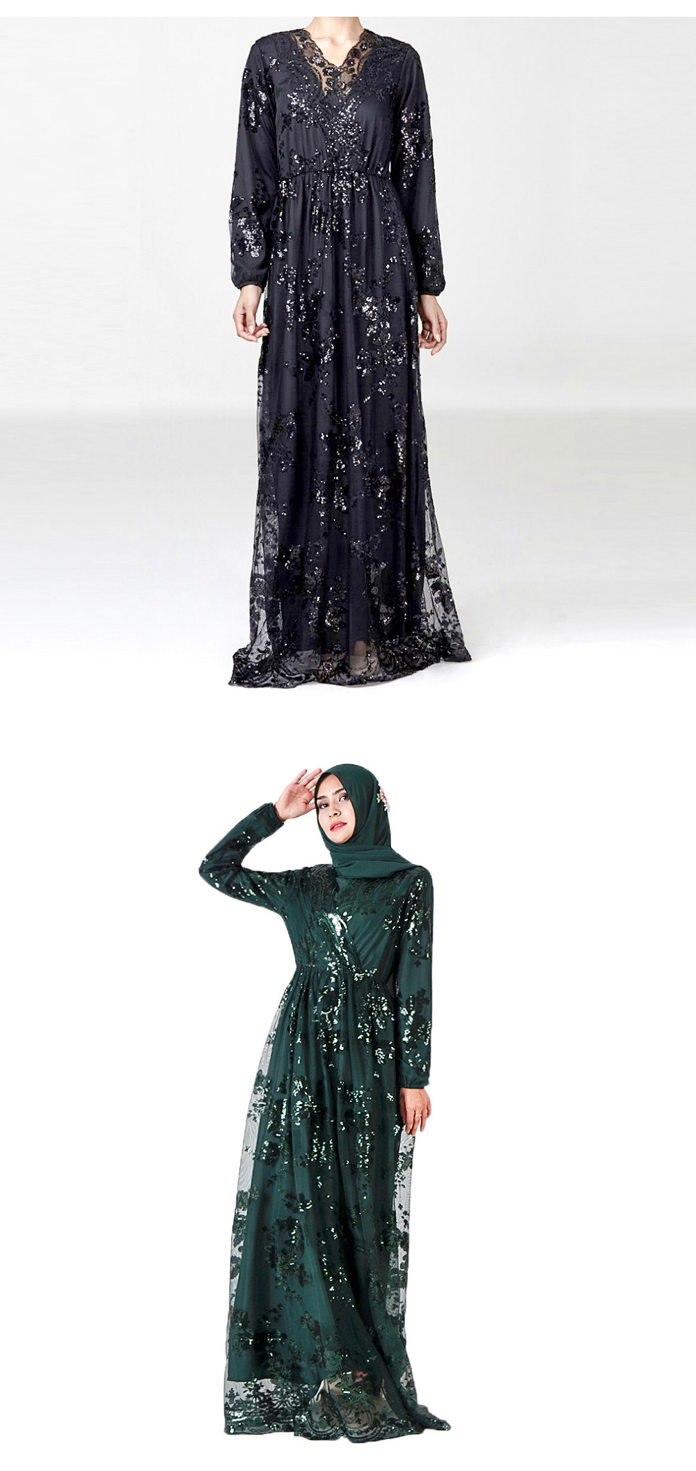 Middle East Dubai Saudi Double Layer Dresses Umbrella Cut Muslim Islamic Dress (7)