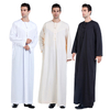 Fashion Crew Neck Traditional Embroidered Breathable Long Sleeve Muslim Islamic Clothing Men Thobe 