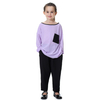 Long Sleeve Pure Color Islamic Clothing 2 Pieces Set Muslims Kids Harlan Pants Shirt