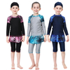 Children Conservative Color Stitching Long Sleeve Three-Piece Islamic Muslim Swimsuit Swimwear