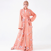 Floral Embroidery Flower Tulle Opened Open Cardigan Abaya Muslim Islamic Abaya