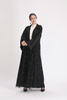 Lace Trim Black Open Abaya Muslim Dresses Belt Women Oman Design Islamic Clothing