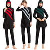 FREE SHIPPING Color Stitching Full Cover Body Long Sleeves Swimwear Skirts Muslim Fat Women Islamic Swimming Suit Swimwear