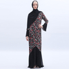 Floral Flared Sleeve Chiffon Print Both Sides Wear Fishtail Muslim Maxi Dress