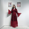Middle East Sequin Flare Sleeve Modest Open Abaya Kimono