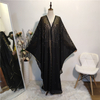 Ramadan Muslim Islamic Bat Sleeve Hot Drilling Maxi Dress Muslim Open Abaya