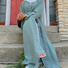 Middle East Kimono Elegant Pure Color Beaded Muslim Modest Cardigan Open Abaya