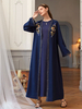 Handmade Floral Muslim Islamic Open Abaya Kimono Modest Maxi Dress