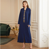 Morocco Beading Gold Tube Muslim Islamic Abaya WIth Hood Modest Abaya