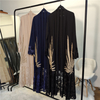 Elegant Plain Beading Maxi Dress Front Opened Open Abaya Kimono Cardigant