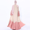 Maxi Dresses Pleated Flared Sleeves Stitching Muslim Modest Women's Laces Kimono