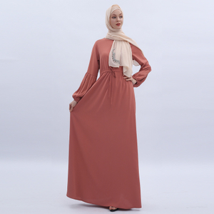 Waist Tie Latern Sleeve Muslim Islamic Abaya Modest Dress Maxi Dress