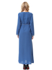 Dubai Turkish Modest Crew Neck Applique Breathable Long Sleeve Muslim Islamic Abaya Dress Clothing