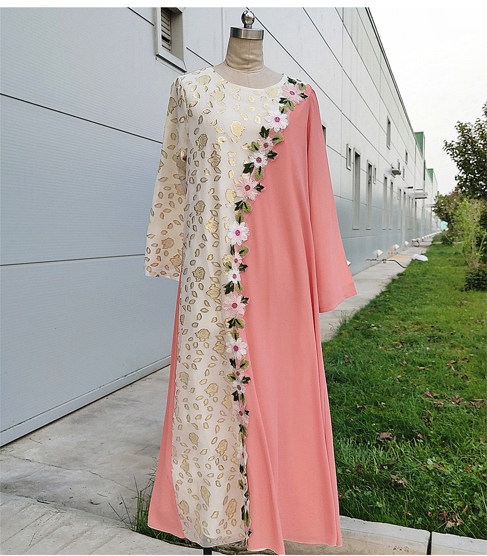 Modest Islamic Fall Clothing Ladies Embroidery Long Sleeve Dress Muslim Women Abaya (2)