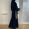 Elegant Plain Beading Maxi Dress Front Opened Open Abaya Kimono Cardigant