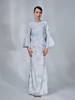 SIPO Latest Design Malaysia Baju Kurung Ruffle Sleeves Musilim Dress French Lace on The Bodice Baju Kurung Modern