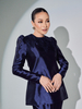 SIPO Hot Selling Luxury Baju Kurung Wholesale in Vietnam Traditional Malay Sia Kurung Solid Color Premium Shantung Mini Puff Shoulder Muslim Dress