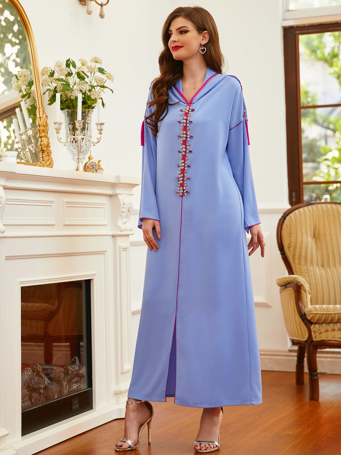Hooded Tassel Open Cardigan Robe Modest Muslimah Dubai Maxi Dresses Islamic Women's Abaya