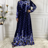 AliExpress Amazon Middle East Fashion Women's Fall/Winter High Quality Gold Velvet Printed Long Sleeve Dress