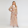 Luxury High-end Lace Fashion Hot Stamping Temperament Long-sleeved Dress Middle East Dubai Dress Long Skirt