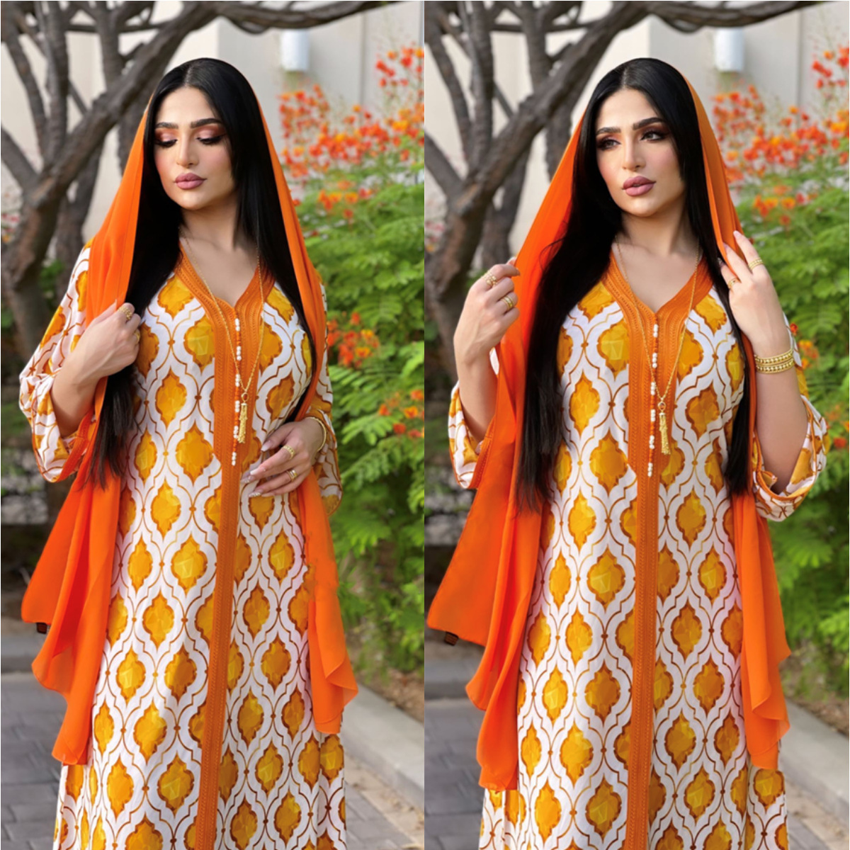  Modest Dubai Vêtements Print Borka Maxi Latest Designs Women Embroidery Muslim Dress Islamic Clothing Cotton Kimono Abaya
