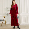 Red Velvet New Design Arabic Modest Fashion Islamic Dress Robe Muslim Maxi Dresses Abaya