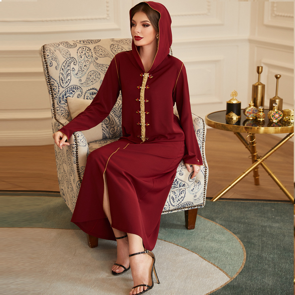 New Design Hooded Arabic Modest Fashion Islamic Dress Robe Muslim Maxi Dresses Abaya