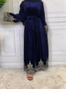 Cross-border New Muslim Autumn And Winter Fashion Lace Stitching Gold Velvet Middle Eastern Women's Dress