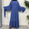 2022 Cross-border Exclusively for 2021 New Fashion Women's Solid Color Stitching Muslim Dress