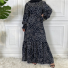 2022 new fashion polka dot big swing lace muslim dress