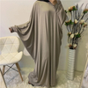 2022 Hot Sale in The Middle East Big Solid Color Muslim Abaya Fashion Bat Sleeve Robe Plus Size Dress 